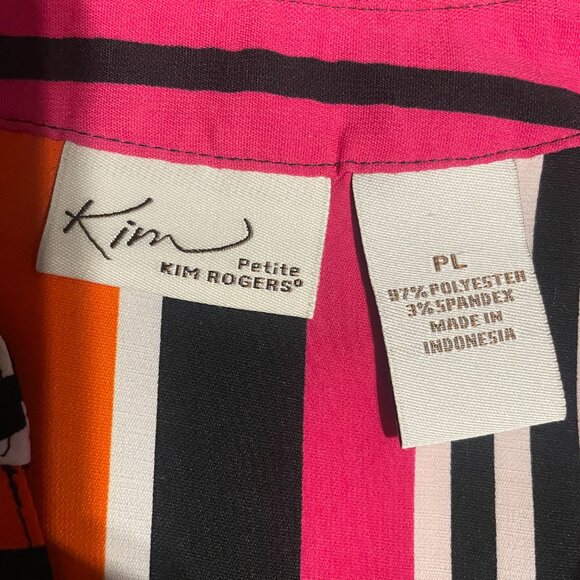 KIM ROGERS Women’s Petite Large Striped Button-Up Blouse - Picture 2 of 3
